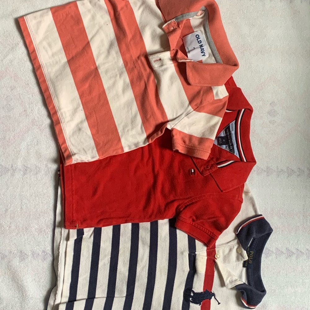 Tommy Hilfiger Kids Polo Shirt Trio - Red, White, and Navy